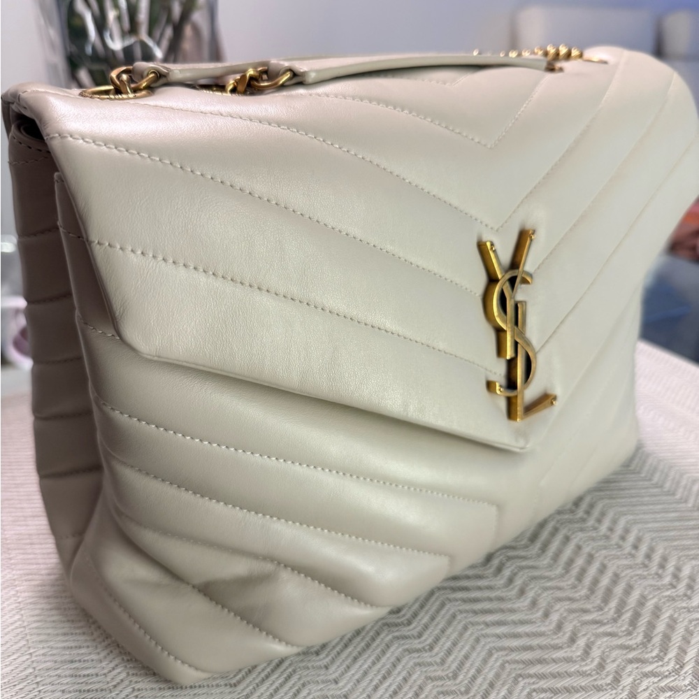 Yves Saint Laurent Ivory Quilted Shoulder Bag